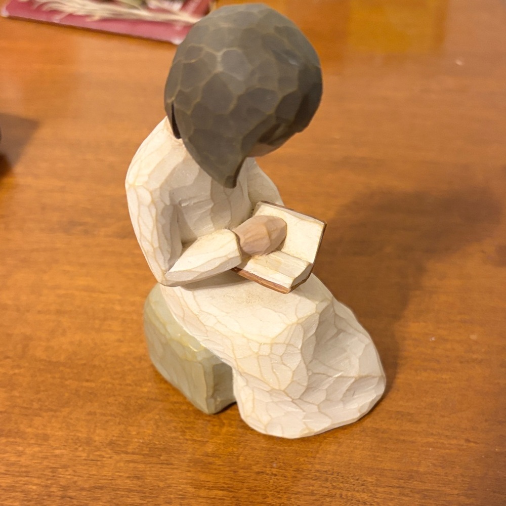 Willow Tree Figurine in Cream and Gray Reading Pose
